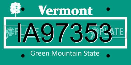 IA97353 Vermont License Plate