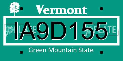 IA9D155 Vermont License Plate