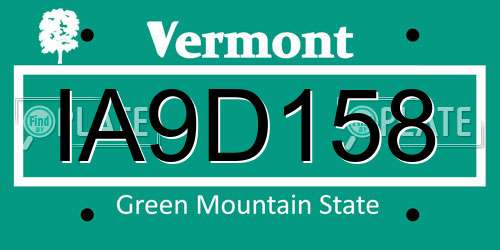 IA9D158 Vermont License Plate
