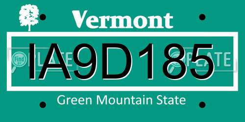 IA9D185 Vermont License Plate