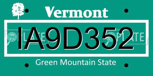 IA9D352 Vermont License Plate