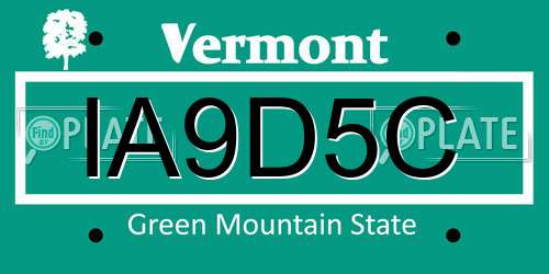 IA9D5C Vermont License Plate