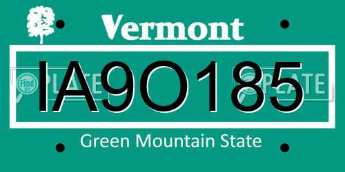 IA9O185 Vermont License Plate