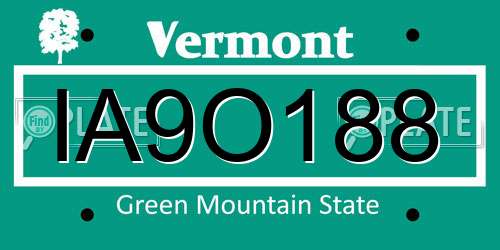 IA9O188 Vermont License Plate