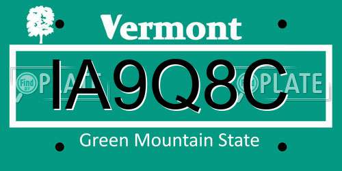 IA9Q8C Vermont License Plate