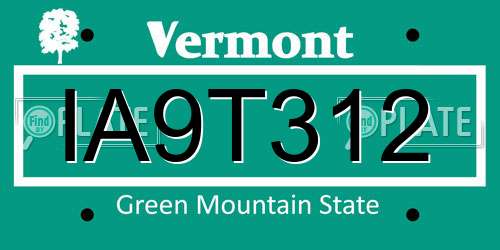 IA9T312 Vermont License Plate