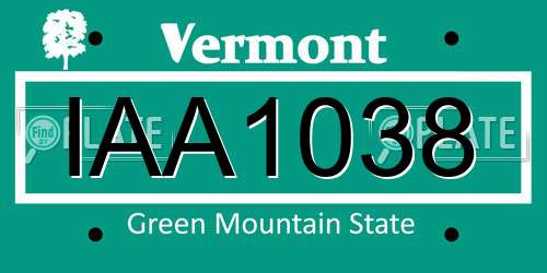 IAA1038 Vermont License Plate