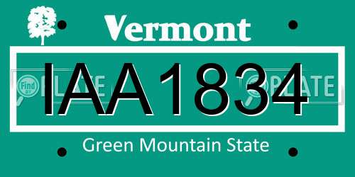 IAA1834 Vermont License Plate