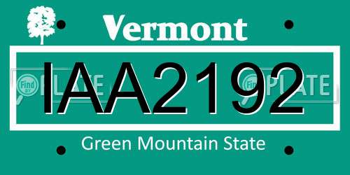 IAA2192 Vermont License Plate