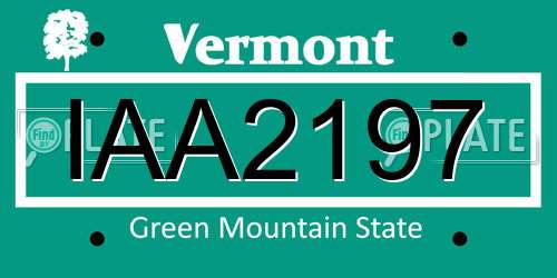 IAA2197 Vermont License Plate