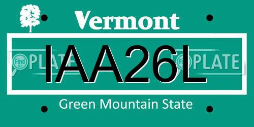 IAA26L Vermont License Plate