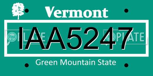 IAA5247 Vermont License Plate
