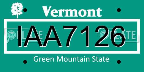 IAA7126 Vermont License Plate