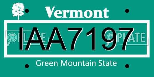 IAA7197 Vermont License Plate