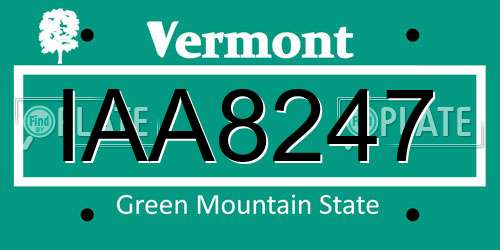 IAA8247 Vermont License Plate