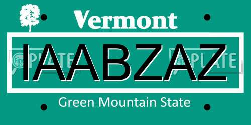 IAABZAZ Vermont License Plate
