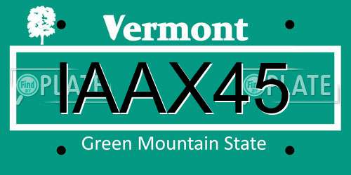 IAAX45 Vermont License Plate