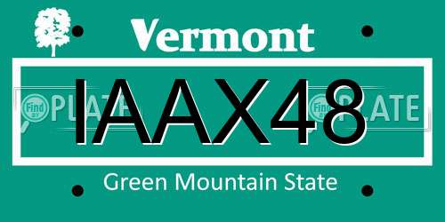 IAAX48 Vermont License Plate