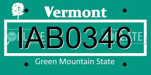 IAB0346 Vermont License Plate