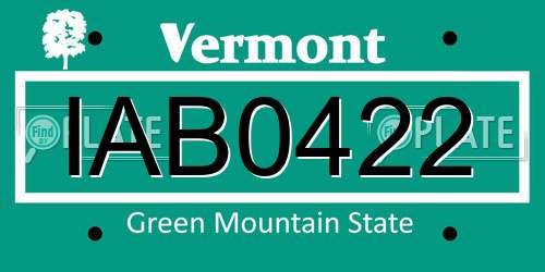 IAB0422 Vermont License Plate