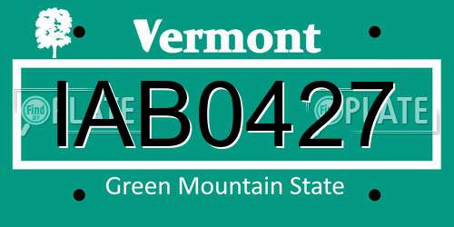 IAB0427 Vermont License Plate