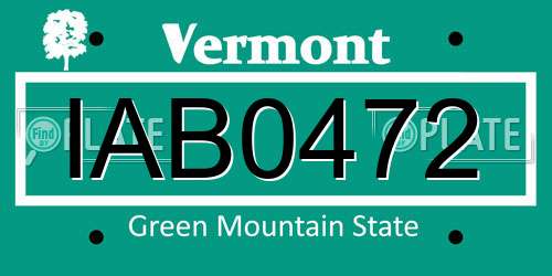 IAB0472 Vermont License Plate