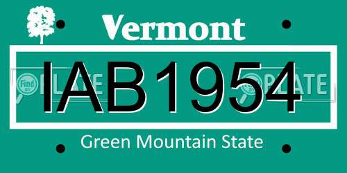 IAB1954 Vermont License Plate