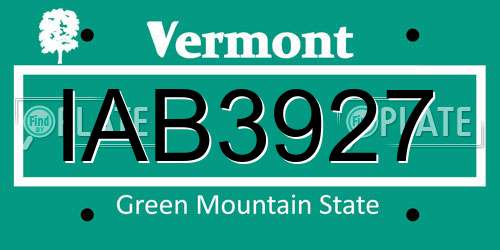 IAB3927 Vermont License Plate