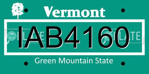 IAB4160 Vermont License Plate