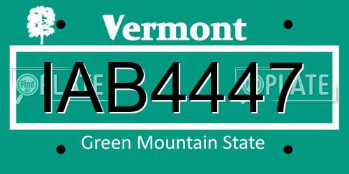 IAB4447 Vermont License Plate