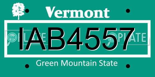 IAB4557 Vermont License Plate