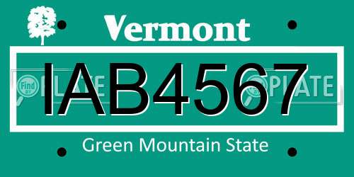 IAB4567 Vermont License Plate