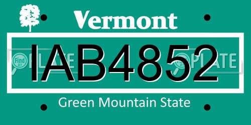 IAB4852 Vermont License Plate
