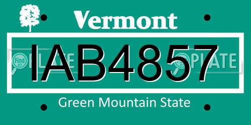 IAB4857 Vermont License Plate