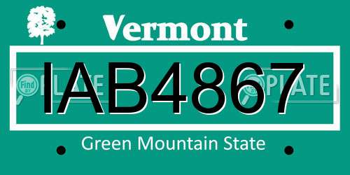 IAB4867 Vermont License Plate