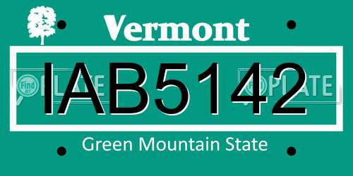 IAB5142 Vermont License Plate