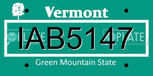 IAB5147 Vermont License Plate