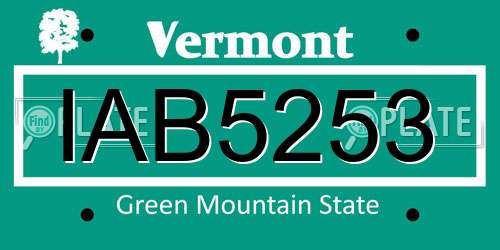 IAB5253 Vermont License Plate
