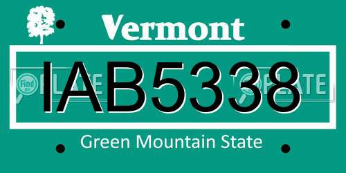 IAB5338 Vermont License Plate