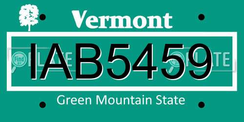 IAB5459 Vermont License Plate