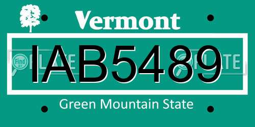IAB5489 Vermont License Plate