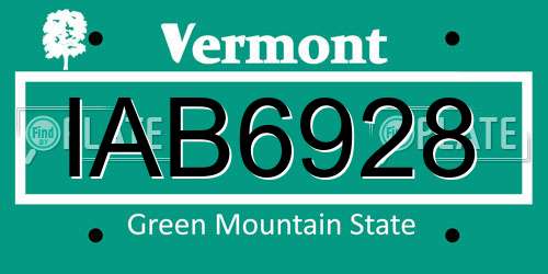 IAB6928 Vermont License Plate
