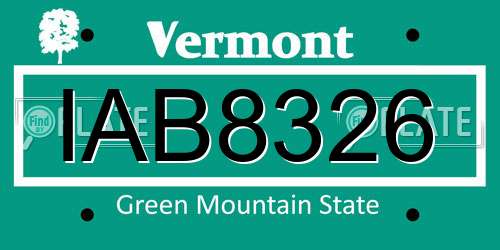 IAB8326 Vermont License Plate