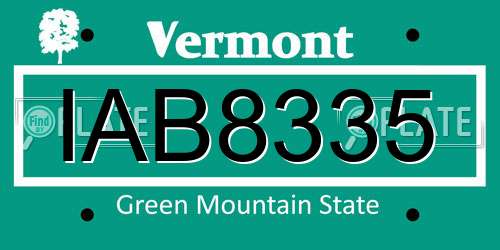 IAB8335 Vermont License Plate