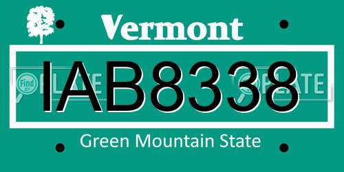 IAB8338 Vermont License Plate