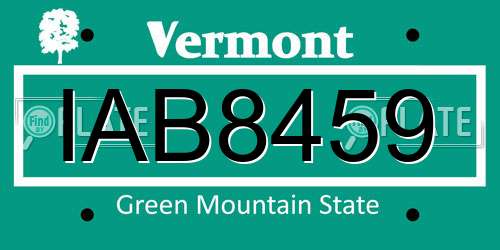 IAB8459 Vermont License Plate