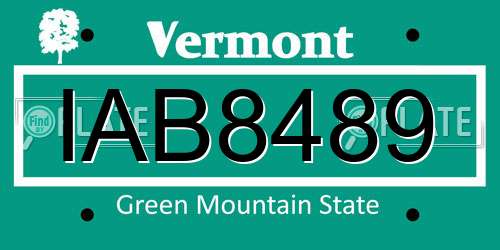 IAB8489 Vermont License Plate