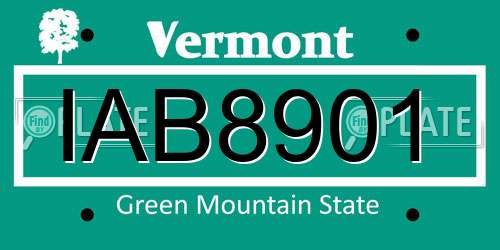 IAB8901 Vermont License Plate
