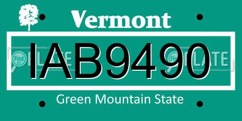IAB9490 Vermont License Plate