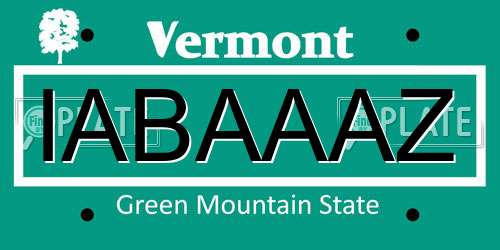 IABAAAZ Vermont License Plate
